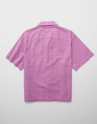 AE Poolside Linen-Blend Button-Up Shirt