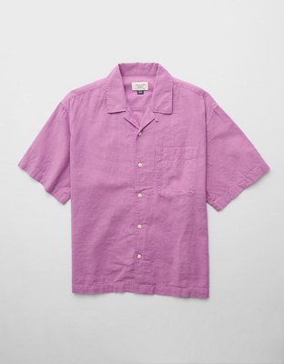 AE Poolside Linen-Blend Button-Up Shirt