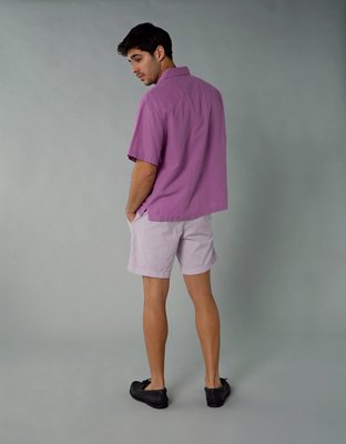 AE Camisa de Mezcla de Lino con Botones para la Piscina