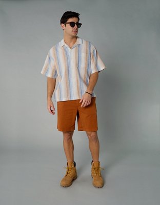 AE Camisa de Mezcla de Lino con Botones para la Piscina