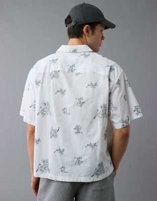 AE Poolside Linen-Blend Floral Button-Up Shirt