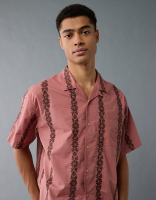 AE Poolside Linen-Blend Printed Button-Up Shirt