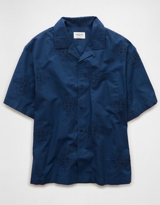 AE Poolside Linen-Blend Floral Button-Up Shirt