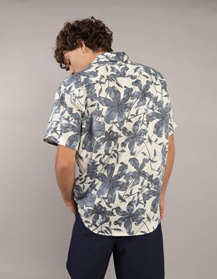 AE Camisa Tropical con Botones para la Piscina