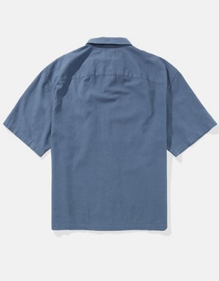 AE Poolside Linen-Blend Button-Up Shirt