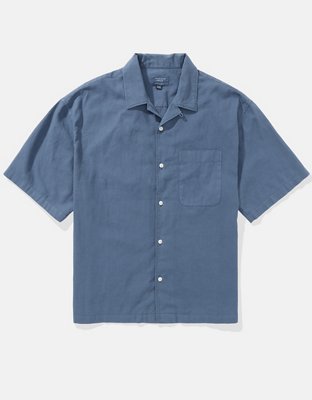 AE Poolside Linen-Blend Button-Up Shirt