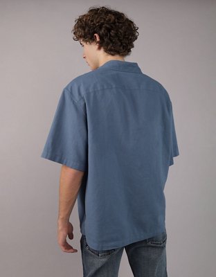 AE Camisa de Mezcla de Lino con Botones para la Piscina