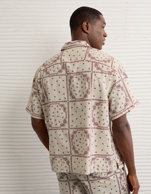 AE Poolside Linen-Blend Printed Button-Up Shirt