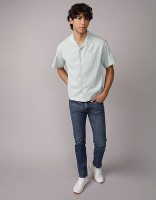 AE Camisa Estampada con Botones para la Piscina