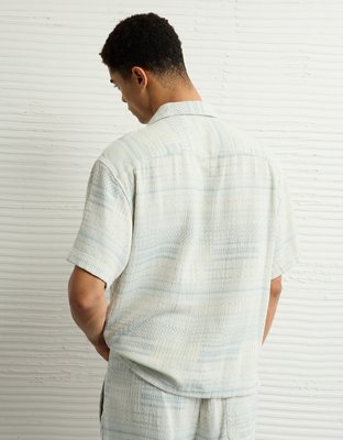 AE Poolside Textured Striped Button-Up Shirt