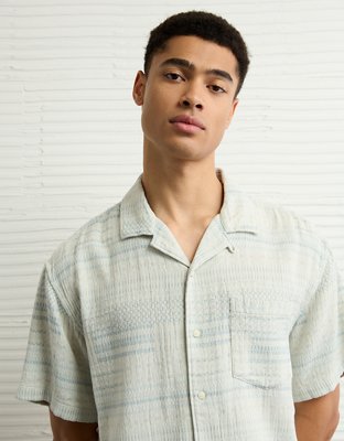 AE Poolside Textured Striped Button-Up Shirt