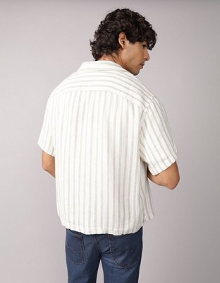 AE Poolside Linen-Blend Striped Button-Up Shirt