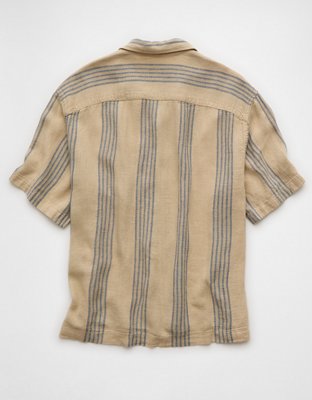 AE Poolside Linen-Blend Striped Button-Up Shirt