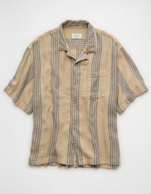 AE Poolside Linen-Blend Striped Button-Up Shirt