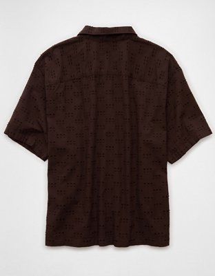AE Poolside Textured Checkerboard Button-Up Shirt