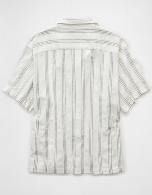 AE Poolside Linen-Blend Striped Button-Up Shirt