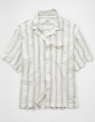 AE Poolside Linen-Blend Striped Button-Up Shirt