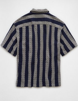 AE Poolside Textured Striped Button-Up Shirt