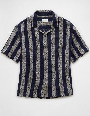 AE Poolside Textured Striped Button-Up Shirt