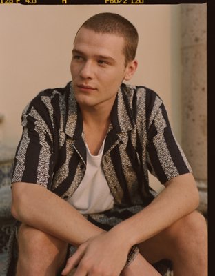 AE Poolside Textured Striped Button-Up Shirt