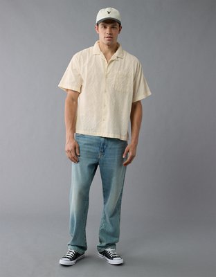 AE Poolside Textured Printed Button-Up Shirt