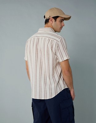 AE Camisa Rayada con Botones para la Piscina