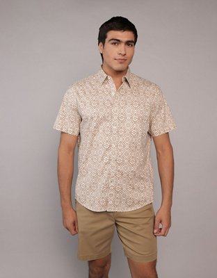 AE Camisa Estampada con Botones para la Piscina
