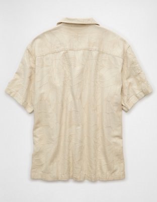 AE Poolside Linen-Blend Floral Button-Up Shirt