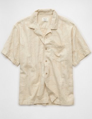 AE Poolside Linen-Blend Floral Button-Up Shirt