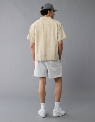 AE Camisa de Mezcla de Lino Floreada con Botones para la Piscina