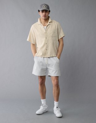 AE Camisa de Mezcla de Lino Floreada con Botones para la Piscina