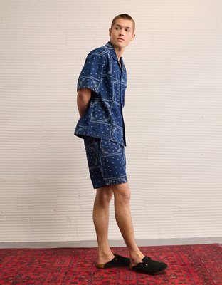 AE Camisa Estampada con Botones para la Piscina