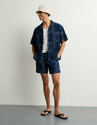 AE Camisa Estampada con Botones para la Piscina