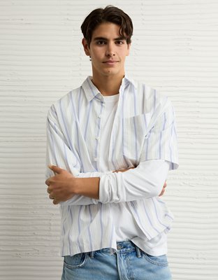 AE Poolside Poplin Striped Button-Up Shirt