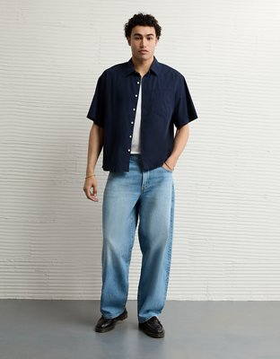 AE x Tru Kolors Short Sleeve Paisley Camp Shirt | American Eagle