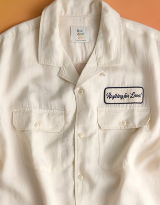 AE Camisa Bordada con Botones del Orgullo para la Piscina