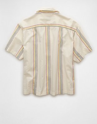 AE Pride Poolside Embroidered Striped Button-Up Shirt