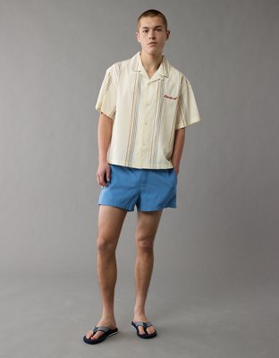 AE Pride Poolside Embroidered Striped Button-Up Shirt
