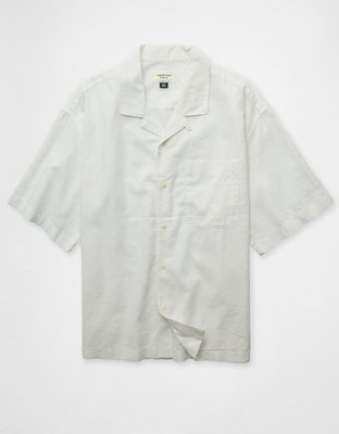 AE Relaxed Fit Linen-Blend Camp Collar Shirt