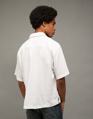 AE Relaxed Fit Linen-Blend Camp Collar Shirt