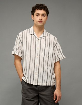 AE Relaxed Fit Linen-Blend Camp Collar Shirt