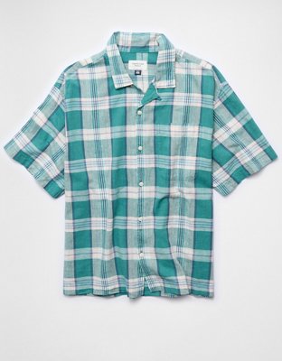 AE Relaxed Fit Linen-Blend Camp Collar Shirt