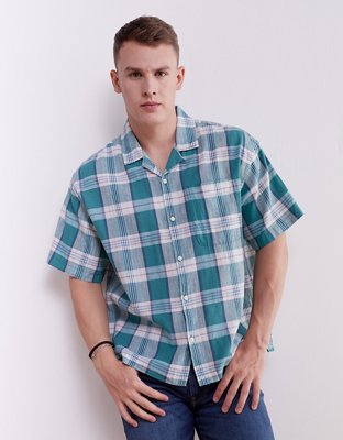 AE Relaxed Fit Linen-Blend Camp Collar Shirt