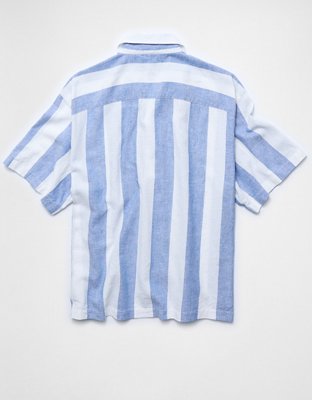 AE Relaxed Fit Linen-Blend Camp Collar Shirt