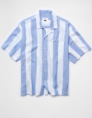 AE Relaxed Fit Linen-Blend Camp Collar Shirt
