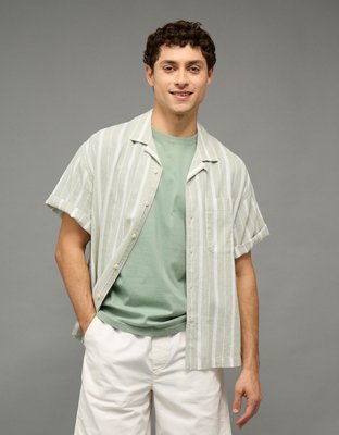 AE Relaxed Fit Linen-Blend Camp Collar Shirt