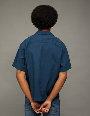 AE Relaxed Fit Linen-Blend Camp Collar Shirt