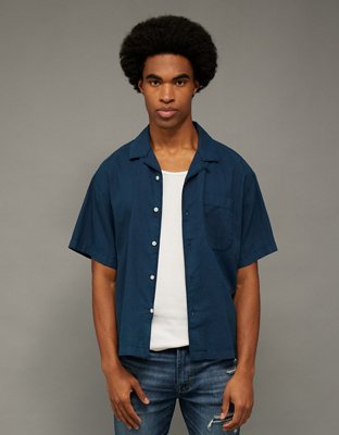 AE Relaxed Fit Linen-Blend Camp Collar Shirt
