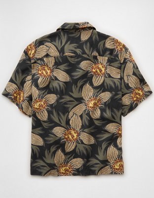 AE Relaxed Fit Camp Collar Button-Up Shirt