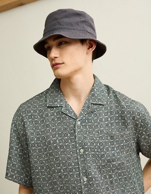 AE Relaxed Fit Camp Collar Button-Up Shirt